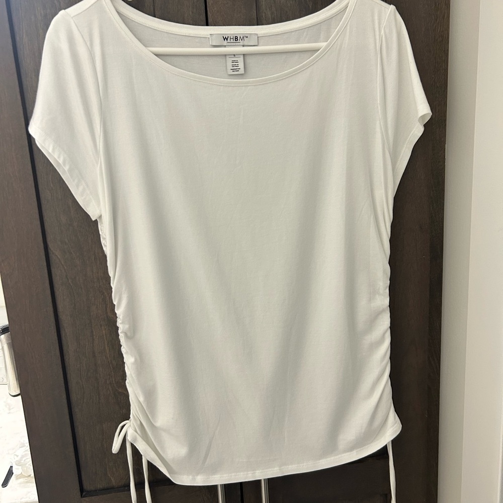White House Black Market Classic White Ruched Top